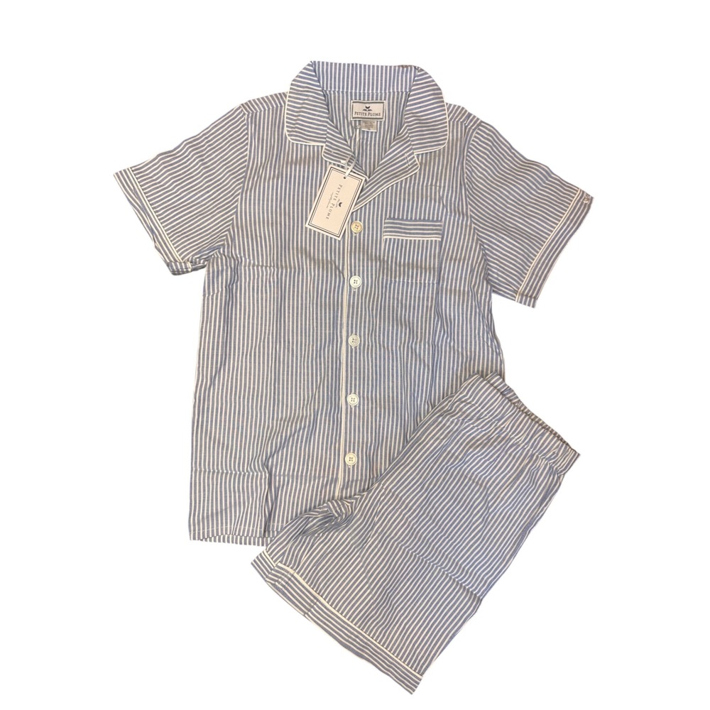 Petite Plume Boys French Blue Seersucker Short Pajama Set Size 10 SSSBSS110